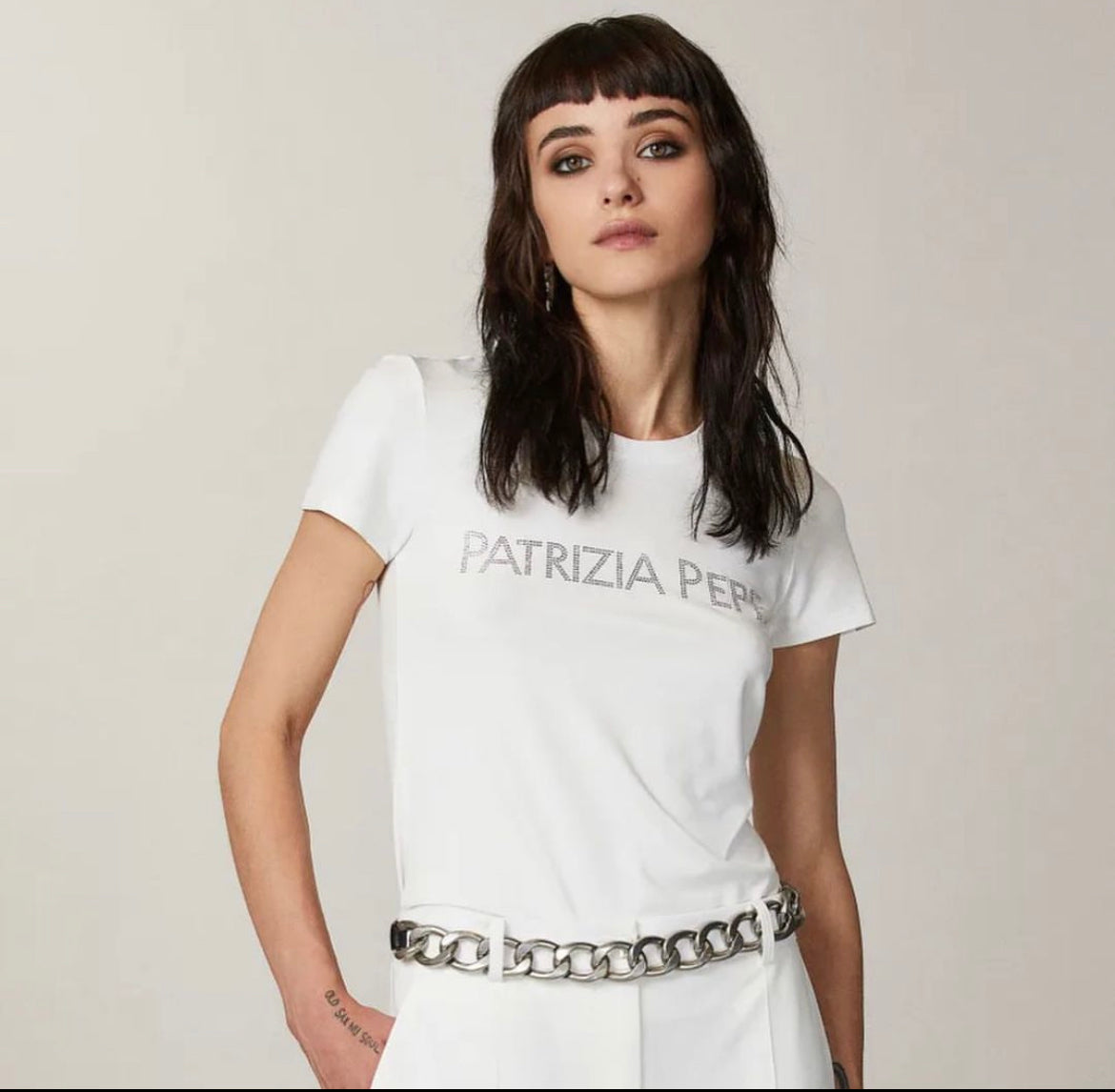 T-shirt Strass, White - Patrizia Pepe