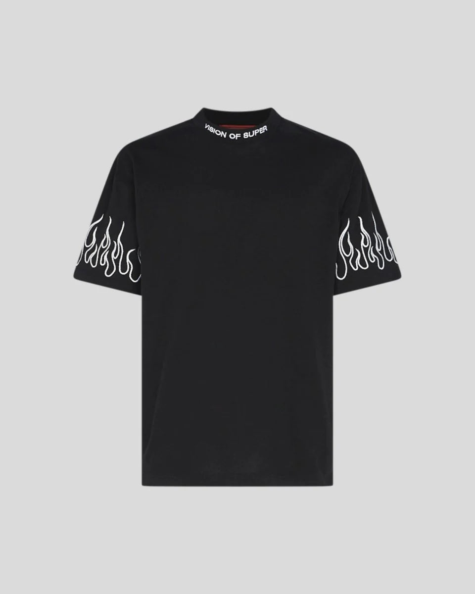 T-shirt Flame Ricamo, Black - Vision Of Super